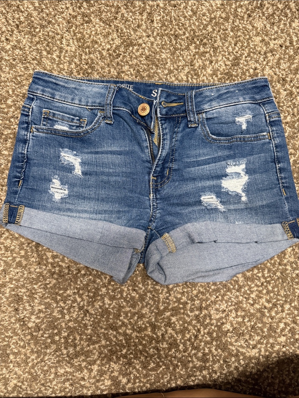 Sonoma Mid Wash Distressed Rolled Cuff Jean Shorts - Blue